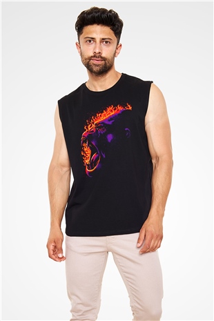 Goril Siyah Unisex Kolsuz Tişört