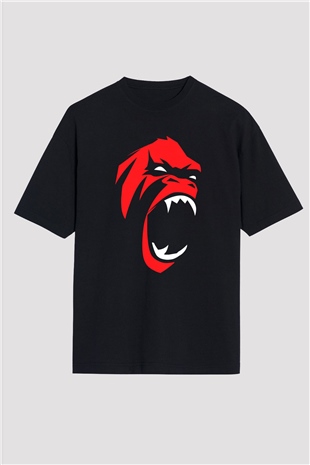 Goril Siyah Unisex Oversize Tişört T-Shirt