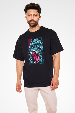 Goril Siyah Unisex Oversize Tişört T-Shirt
