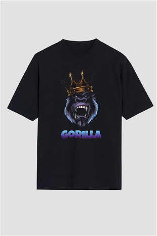Goril Siyah Unisex Oversize Tişört T-Shirt