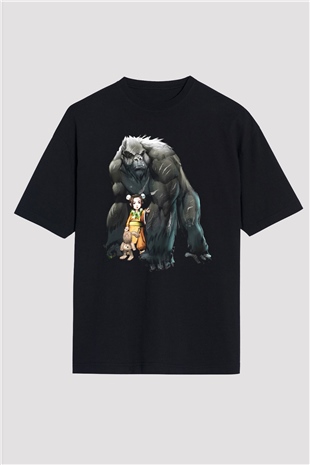 Goril Siyah Unisex Oversize Tişört T-Shirt