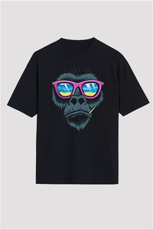 Goril Siyah Unisex Oversize Tişört T-Shirt