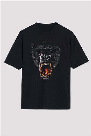 Goril Siyah Unisex Oversize Tişört T-Shirt