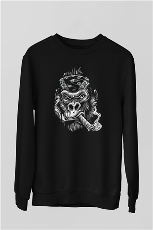 Goril Siyah Unisex Sweatshirt
