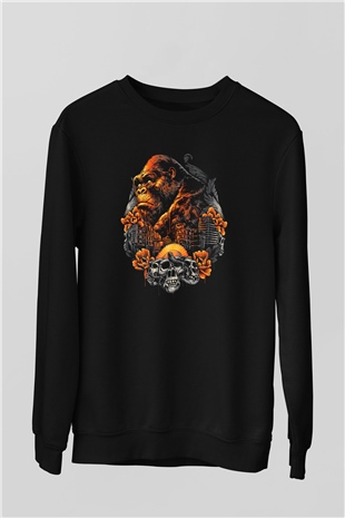 Goril Siyah Unisex Sweatshirt