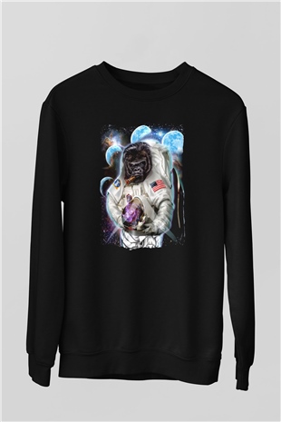 Goril Siyah Unisex Sweatshirt