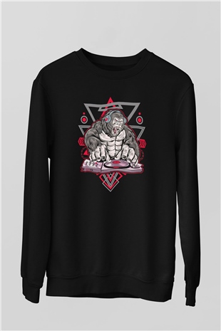 Goril Siyah Unisex Sweatshirt