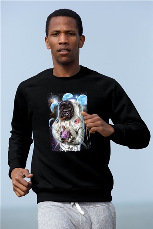 Goril Siyah Unisex Sweatshirt