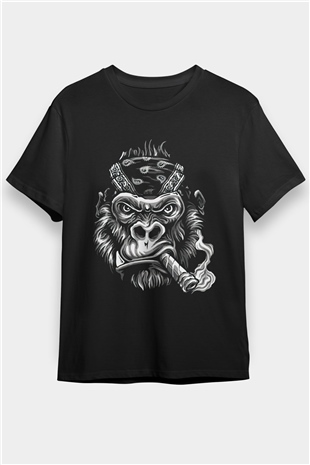 Goril Siyah Unisex Tişört T-Shirt - TişörtFabrikası