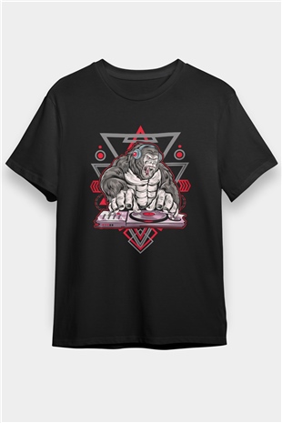Goril Siyah Unisex Tişört T-Shirt - TişörtFabrikası