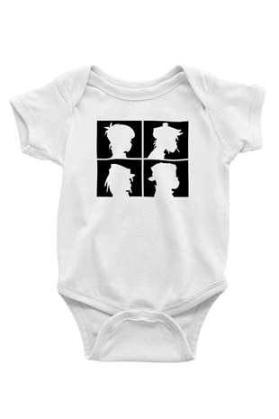 Gorillaz Baskılı Beyaz Unisex Bebek Body - Zıbın