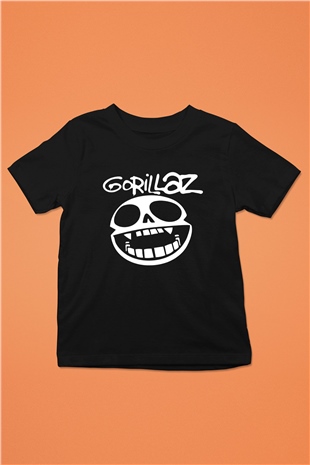 Gorillaz Baskılı Siyah Unisex Çocuk Tişört