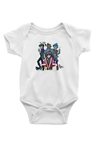Gorillaz Baskılı Unisex Beyaz Bebek Body - Zıbın