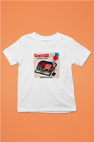 Gorillaz Baskılı Unisex Beyaz Çocuk Tişört