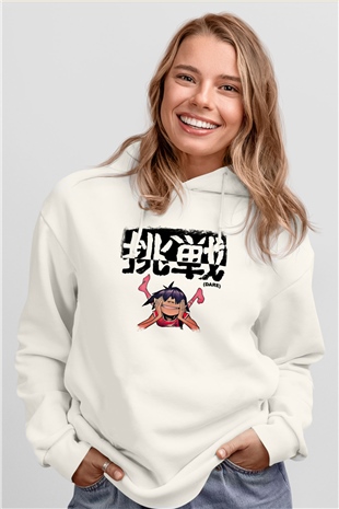 Gorillaz Baskılı Unisex Beyaz Hoodie