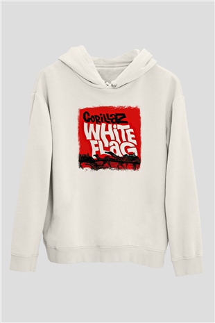 Gorillaz Baskılı Unisex Beyaz Hoodie