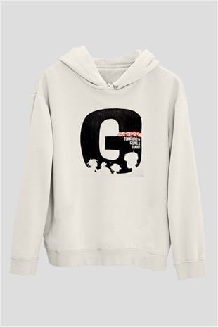 Gorillaz Baskılı Unisex Beyaz Hoodie