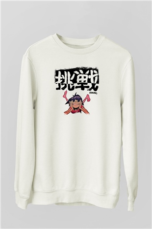 Gorillaz Baskılı Unisex Beyaz Sweatshirt