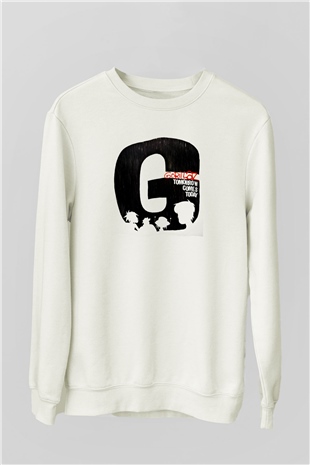 Gorillaz Baskılı Unisex Beyaz Sweatshirt