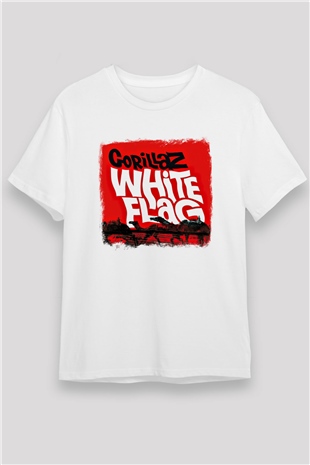 Gorillaz Baskılı Unisex Beyaz Tişört