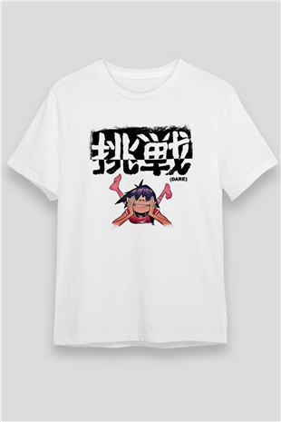 Gorillaz Baskılı Unisex Beyaz Tişört