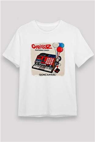 Gorillaz Baskılı Unisex Beyaz Tişört