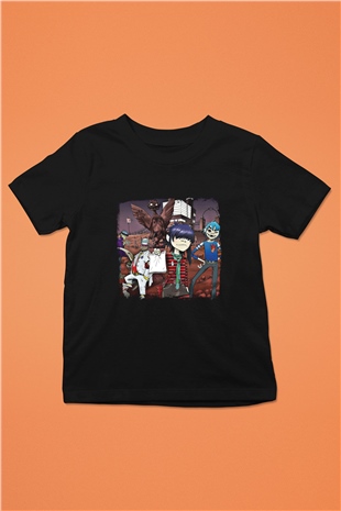 Gorillaz Baskılı Unisex Siyah Çocuk Tişört