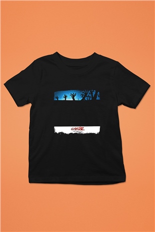 Gorillaz Baskılı Unisex Siyah Çocuk Tişört