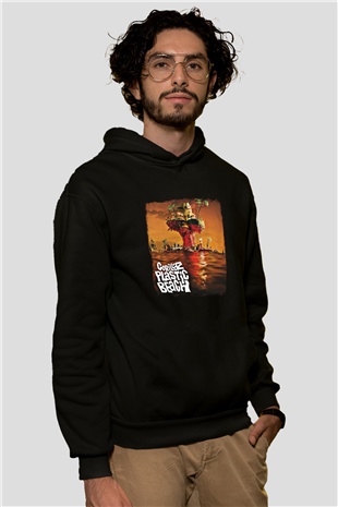 Gorillaz Baskılı Unisex Siyah Hoodie
