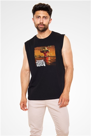 Gorillaz Baskılı Unisex Siyah Kolsuz Tişört