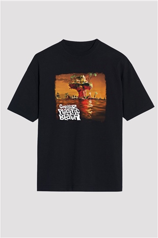 Gorillaz Baskılı Unisex Siyah Oversize Tişört