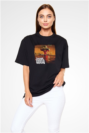 Gorillaz Baskılı Unisex Siyah Oversize Tişört