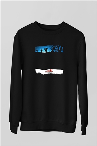 Gorillaz Baskılı Unisex Siyah Sweatshirt