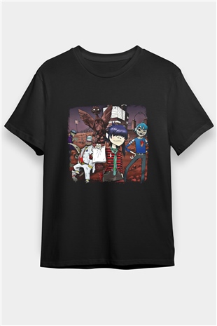 Gorillaz Baskılı Unisex Siyah Tişört