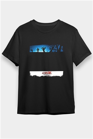 Gorillaz Baskılı Unisex Siyah Tişört