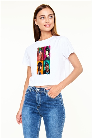Gorillaz Beyaz  Crop Top Tişört