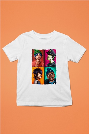 Gorillaz Beyaz Unisex Çocuk Tişört