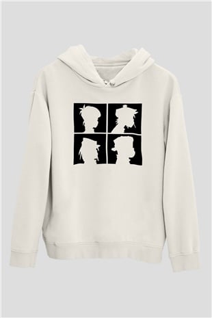 Gorillaz Beyaz Unisex Kapşonlu Sweatshirt