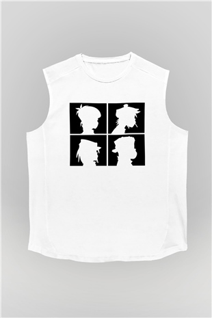 Gorillaz Beyaz Unisex Kolsuz Tişört