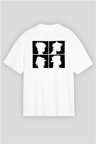 Gorillaz Beyaz Unisex Oversize Tişört T-Shirt