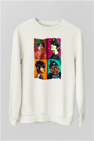 Gorillaz Beyaz Unisex Sweatshirt