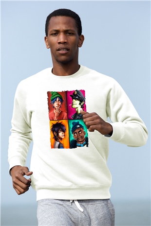 Gorillaz Beyaz Unisex Sweatshirt
