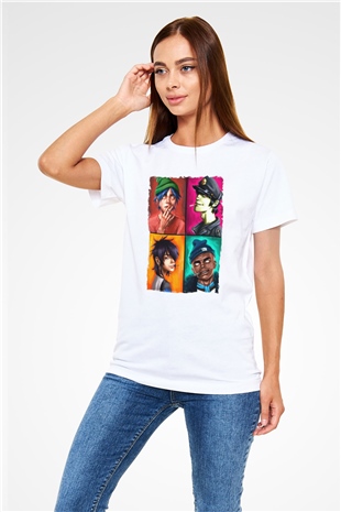 Gorillaz Beyaz Unisex Tişört T-Shirt - TişörtFabrikası