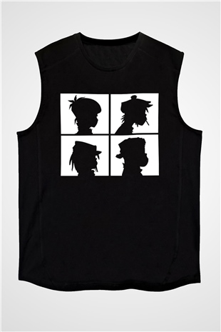 Gorillaz Siyah Unisex Kolsuz Tişört