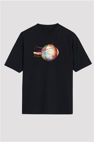 Göz Anatomisi Baskılı Unisex Oversize Tişört - Tshirt