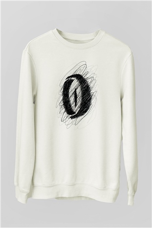 Göz Baskılı Unisex Beyaz  Sweatshirt