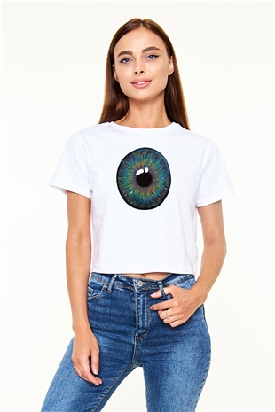 Göz doktoru Beyaz  Crop Top Tişört