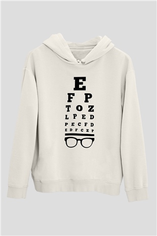 Göz doktoru Beyaz Unisex Kapüşonlu Sweatshirt