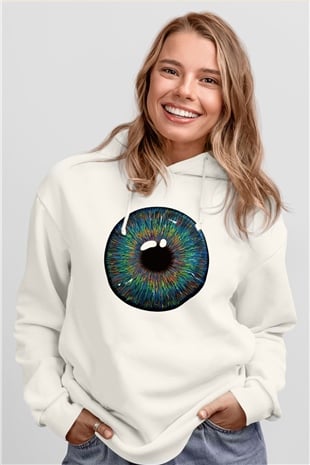 Göz doktoru Beyaz Unisex Kapüşonlu Sweatshirt