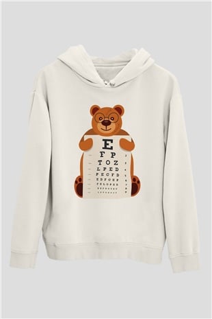 Göz doktoru Beyaz Unisex Kapüşonlu Sweatshirt